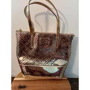 Kate Spade NY Beale Street Metallic Gold Quinn Embossed Medium Shoulder Tote Bag